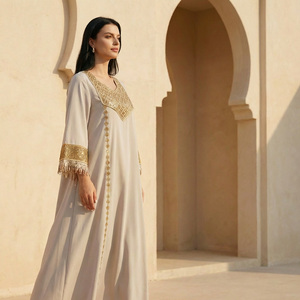 Vestido Islámico con Lentejuelas Bordadas para Mujer, Manga con Borlas, Vestido Largo Festivo, Fábrica OEM - Product Image 1