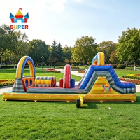 Parcours d'obstacles gonflable avec toboggan, structure gonflable en PVC durable pour le jeu d'enfants et la location pour les fêtes