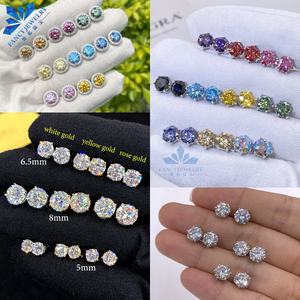 ต่างหูมอยส์ซาไนต์แบบสกรูหลัง ขายดี ฮิปฮอป เงินแท้ 925 ขนาด 5 มม. 6.5 มม. 8 มม. ต่างหูมอยส์ซาไนต์แบบโซลิแทร์ - Product Image 6