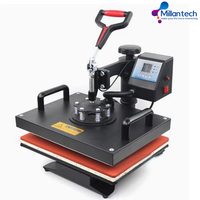 Mesin Press Panas Elektrik 8 in 1 Millantech 2026 Mesin Cetak Sublimasi Murah Semi-Otomatis untuk Penggunaan Pakaian