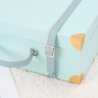 Boîte de cadeau décorative en papier fait main en cuir boîte en carton de luxe bébé tissu jouet valise boîte d'emballage cadeau avec poignée