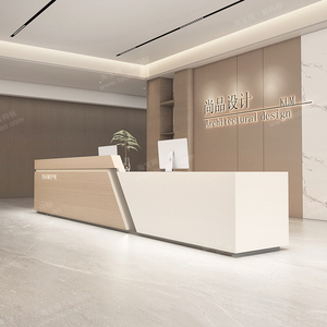 Mostrador de Recepción de Madera y Piedra, Diseño Moderno, para Cafetería, Bar, Restaurante, Recepción, Oficina, Vestíbulo, Hotel - Product Image 3