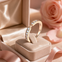 Anillo de Plata de Ley 925 con Moissanita Mo Sang, Estilo Vintage, Peso Total 2G, Oro Blanco/Rosa, Código de Belleza Diario