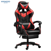 Chaise de jeu ergonomique HYHOO grande et haute, bleue, avec repose-pieds, appui-tête et haut-parleurs, à prix avantageux