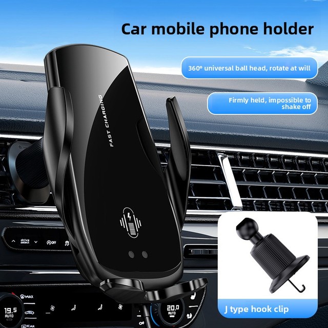 Universal Sturdy 360-Degree Rotation Auto-Clamping Wireless Car Charger Phone Mount Minimalist Design USB Air Vent GPS