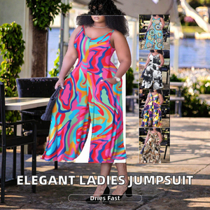 Jumpsuits para Mujer, los Más Populares, con Estampado Gráfico, Tejidos, Casuales, Transpirables, de Cintura Alta, Cuello en V, Sin Mangas, Elegantes - Product Image 2