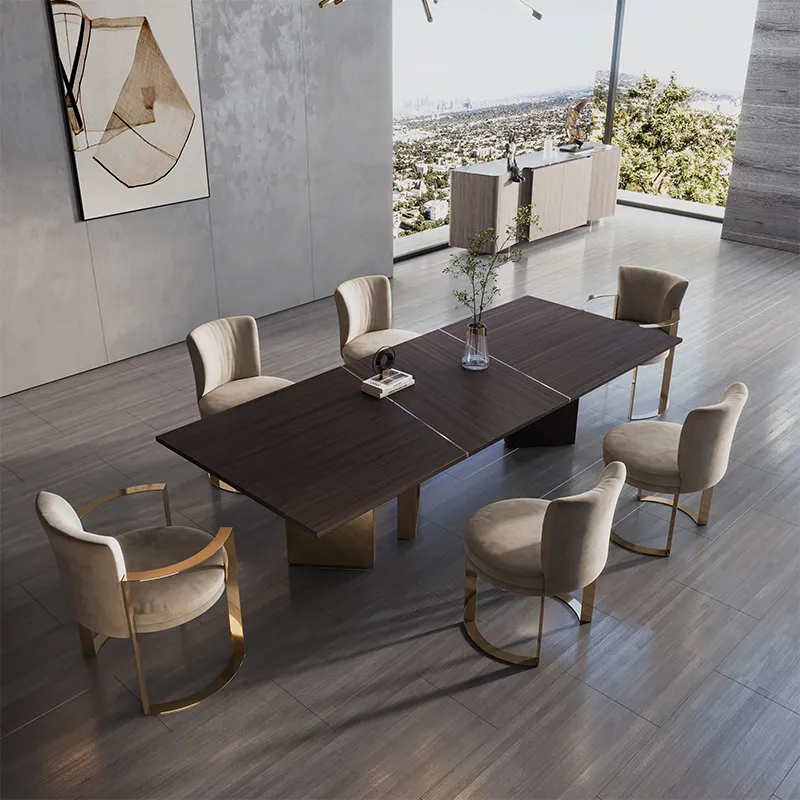 الطعام طاولات وكراسي مجموعة الطعام كرسي الايطالية الحديثة خشب صلب فاخر البلوط مجموعة منضدة عشاء 6 مقاعد