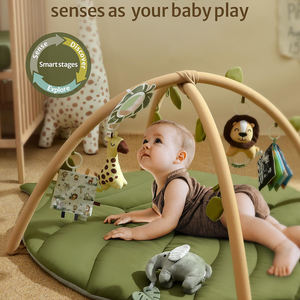 Tummy Time Mat Desarrollo sensorial Baby Play Gym Actividad Mat Leaf Shaped Baby Crawl Mat con <span class=keywords><strong>6</strong></span> <span class=keywords><strong>juguetes</strong></span> de peluche para bebé recién nacido - Product Image 2