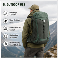 Sac à dos de randonnée imperméable 34L personnalisé, multi-couches, pratique, pour l'aventure en plein air