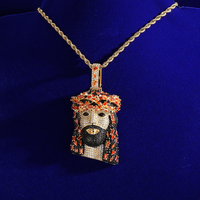 Hip-Hop Iced Out Günstiger VVS Baguette Rubinrote Edelsteine Schwarzer Moissanit Vergoldeter Klarer Jesus-Anhänger