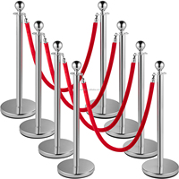 Poteaux à Cordes Rouges pour Délimitation, Cordes de Guidage et Barrières de File d'Attente avec Poteaux en Or