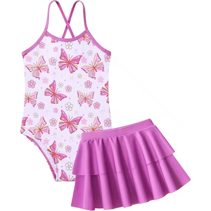 Traje de Baño de 2 Piezas para Niña, Bikini de Verano, Tankini Elástico, Vestido de Baño Infantil para Vacaciones y Surf - Product Image 4