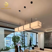 Penjualan Langsung Pabrik Lampu Gantung Linear Alabaster Alami Mewah Sederhana Gaya Nordik Spanyol Berkualitas Tinggi untuk Ruang Makan