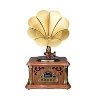 Tourne-disque classique sur base en bois, son haute fidélité, connectivité Bluetooth, radio FM, fonction cassette, pour salon