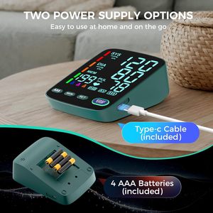 Monitor de Pressão Arterial Automático para Braço Superior com 2 Tamanhos de Braçadeira (9-17'' 13-21'') Tela LED Retroiluminada Extra Grande 3 Modos de Usuário Cabo USB 4 - Product Image 5