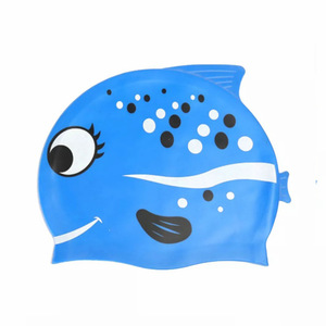 Cartoon Swimming Cap For Children Food Grade Silicone Waterproof Swim Hat With Cute Fish Design - Product Image 1