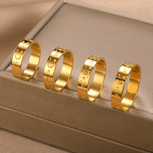 Go Party Dainty bijoux en acier inoxydable plaqué or 18K lune et étoile bague de pouce gravure planète bagues femmes hommes Couples - Product Image 3