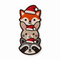 Écusson brodé personnalisé Père Noël et sapin, avec sequins et logo brodé, patch chenille scintillant thermocollant pour vêtements de Noël
