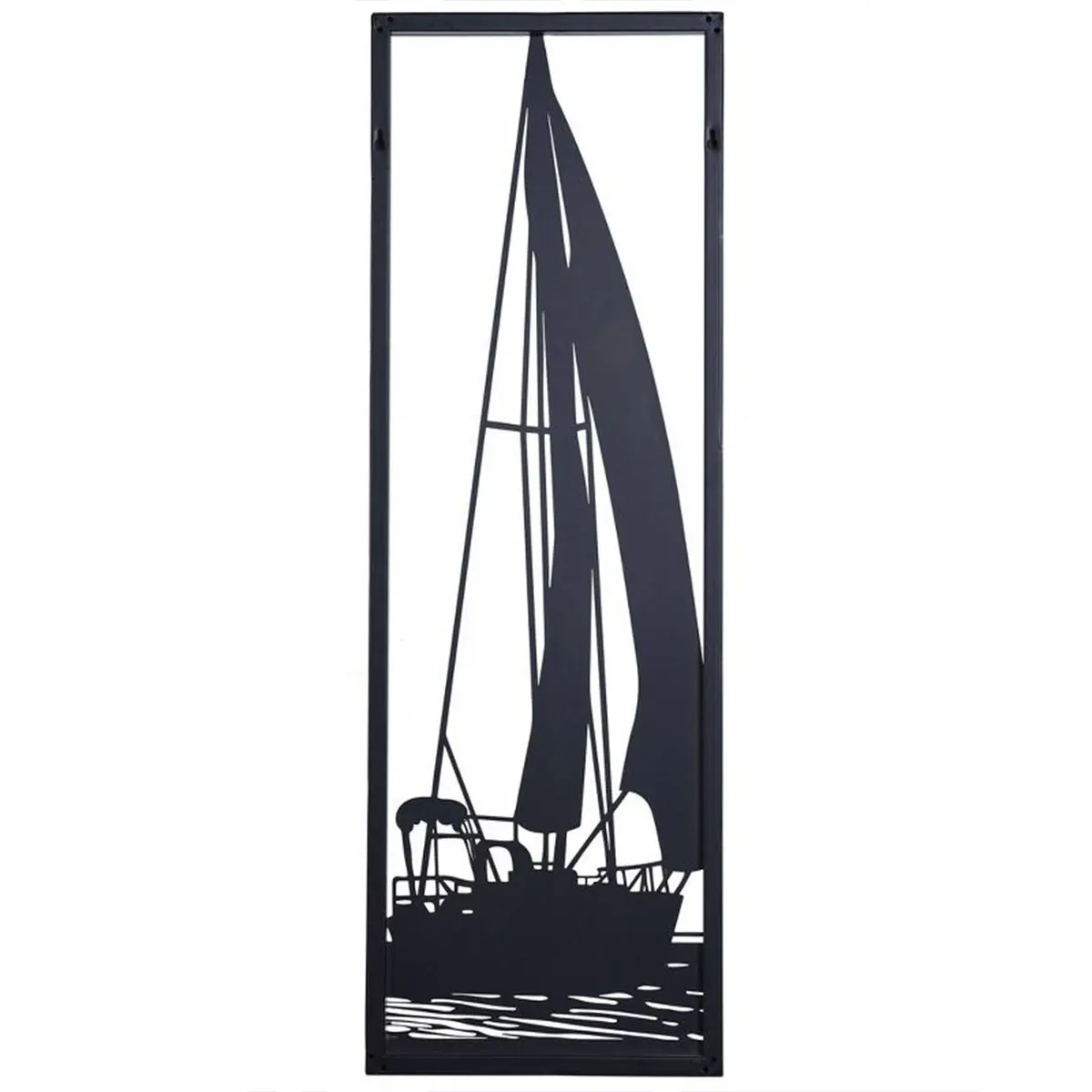 modern luxury home decor metal decor Shadows of A Sailboat in Water Matte Black Metal Wall Decor bougie metal for living room