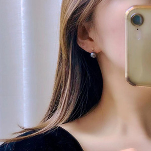 S925 <b>Silver</b> Fine <b>Stud</b> Earrings DIY Pearl Accessories with 8-10mm Round Beads U-Shaped Earnail Hollow Support 2617 - Product Image 4