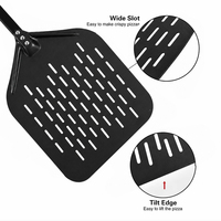 Peralatan Dapur 3 Pcs Set Alat Pizza dengan Pisau Pemotong Pizza Berlubang Aluminium 12 Inch, Spatula Makanan, dan Pengangkat Pizza untuk Memanggang