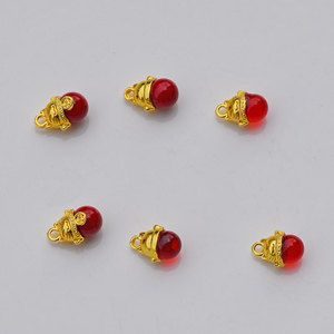 Lucky Cat Pendant <b>Red</b> Bead Zinc Alloy Plated For <b>Bracelet</b> Making Round Shape GJ132 - Product Image 3