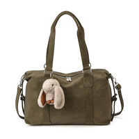 Sac à main vintage pour femme en cuir souple grande capacité avec fermeture éclair, sac de voyage en polyester, sac fourre-tout décontracté pour le week-end, sac à bandoulière
