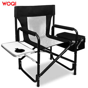 Chaise de camping portable Woqi avec sac isotherme et rangement en filet, structure pliable en aluminium, chaise de jardin noire - Product Image 2
