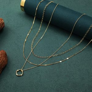 Thời trang mạ vàng ba lớp hình bầu dục kẹp giấy + phẳng dài Dải + vuông xoắn vòng cổ 36 + 42 + 46 + 5cm Chuỗi liên kết vòng cổ - Product Image 6