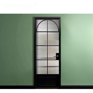 Puerta Francesa de Doble Hoja Zonle con Rejilla, Vidrio Esmerilado de una Sola Hoja, Interior de Aluminio con Cerradura, Puertas Batientes - Product Image 4