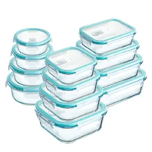 Boîte à déjeuner à haute teneur en borosilicate avec couvercle, bol plus croustillant boîte à bento scellée, verre à déjeuner plus croustillant