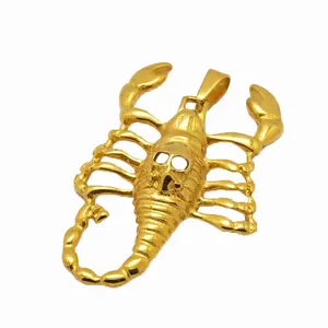 Olivia Gothic Style Mens 18k Gold Scorpion Pendant With Cubic Zirconia