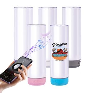 Gobelet isotherme double paroi en acier inoxydable de 20 oz avec haut-parleur Bluetooth, vierges pour sublimation, personnalisables, recharge USB, 6-12 pièces - Product Image 1