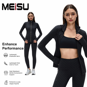 Lulu Style Dames Yoga Set Nulu Gevoerde Jas Hoge Taille Fitness Leggings Zwarte Polka Dot Design Yoga Kleding Workout Tops Te Koop - Product Image 6