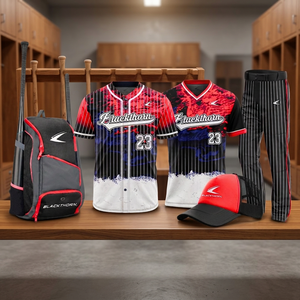 Uniforme de Béisbol para Hombre Blackthorn, Diseño Sublimado a Rayas, 100% Poliéster, Manga Corta, Transpirable y que Absorbe la Humedad - Product Image 4