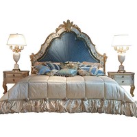 Französischer Stil Massives Mahagoni-Holzbett mit Muscheleinlagen und Parkett-Intarsien 18-Meter Doppelbett Multifunktional Chinesische Herstellung