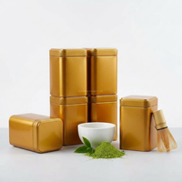 Boîte en fer blanc carrée vide de qualité alimentaire avec couvercle en fer blanc, pour poudre de matcha et café, conteneur de rangement de cuisine en métal à double couvercle, argent/noir/blanc
