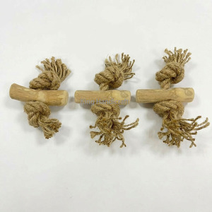 Handmade Coffee Wood Dog Chew Toy with Natural Hemp <b>Rope</b> Tough Interactive Tug Toy for Small to Large Dogs Eco-Friendly - Product Image 3