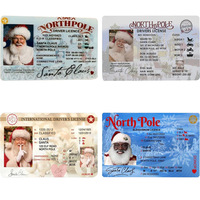 Licence de conduite personnalisable pour Père Noël en traîneau volant, décorations et cadeaux de Noël emballés en sacs