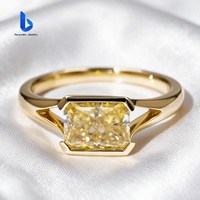 Bague de luxe en argent sterling S925 certifiée GRA avec moissanite jaune taille radiant pour cadeau d'anniversaire, bague tendance