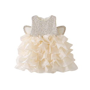 Abito Estivo per Bambine Stile Principessa con Paillettes e Tulle, Lunghezza Media, Collo Rotondo, Senza Maniche, Elegante e alla Moda - Product Image 5