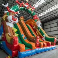 Chambre gonflable commerciale de rebond de Noël avec la glissière de double de renne pour de grands rassemblements de vacances