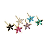 925 Sterling Silber Regenbogen-Ohrstecker Fabrik-Großhandel Herstellung Bunter Zirkon-Blumenschmuck auf Lager