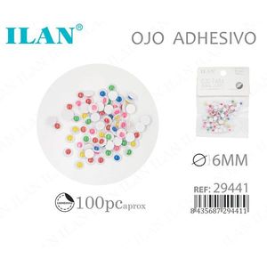 Occhi adesivi Ilan da 6 mm colorati per lavori artigianali, circa 100 pezzi - Product Image 3