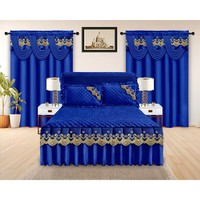 Juego de Ropa de Cama para Boda de 12 Piezas, con Falda de Cama Bordada, Funda Nórdica, Edredón, Fundas de Almohada, Cortinas, Alfombra, Antifaz para Dormir, Personalizado