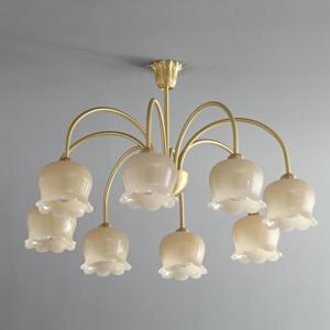 Encantadora Lámpara de Techo de Cristal con Forma de Campana, Estilo Antiguo, Color Dorado, con Colgante de Tulipán, Estilo Cottagecore, <span class=keywords><strong>para</strong></span> Comedor, Dormitorio Principal - Product Image 4
