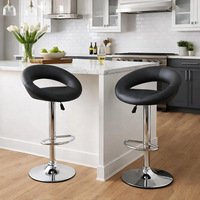 Chaise de bar de qualité commerciale, tabouret de bar pivotant réglable, dossier en anneau creux, base ronde en chrome pour bar, café, îlot de cuisine
