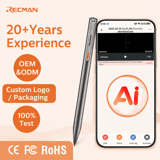 OEM/ODM AI Voice Recording Pen with 98% Accuracy 15-Hour Recording /Wi-Fi Aluminum Alloy Custom Logo Packaging