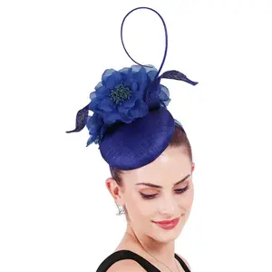 Mode quatre couches chanvre sinamay chapeau mariée vintage cheveux accessoires britannique lin chapeaux fascinator chapeaux pour dames