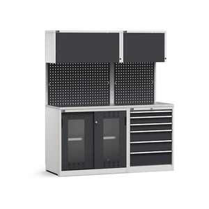 Fami GARAGE043 meuble modulaire avec plateau en acier, bloc tiroir et armoire en polycarbonate, 1734mm - Product Image 1
